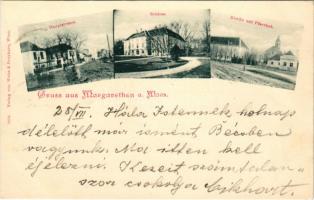 1899 (Vorläufer) Margarethen am Moos, Hauptstrasse, Schloss, Kirche mit Pfarrhof / main street, castle, church