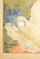 Rauscher Juliska (1888-1947): Lány népviseletben (Buják?), 1940. Akvarell, papír, jelzett, sérült. P...