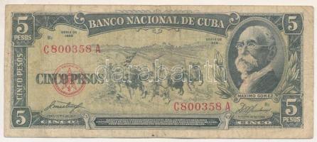 Kuba 1958. 5P "C800358A" T:F  Cuba 1958. 5 Pesos "C800358A" C:F  Krause 91.a