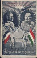 Bizalmunk az ősi erényben! / Wilhelm II, Franz Joseph, German-Hungarian propaganda card 8b)