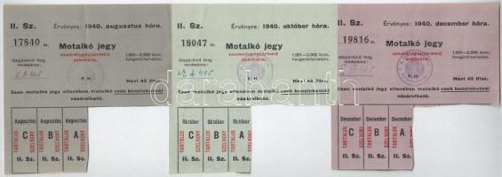 1939-1940. 6db-os motalkó jegy tétel T:F közte szép papír