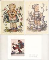18 db MODERN Hummel babás kinyitható üdvözlőlap, több egyformával, különböző méreteben / 18 modern H...