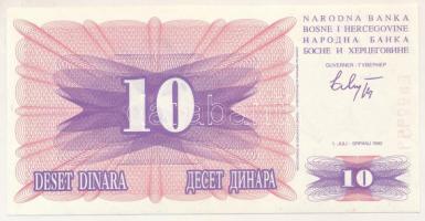 Bosznia Hercegovina 1992. 10D T:UNC Bosnia and Herzegovina 1992. 10 Dinara C:UNC