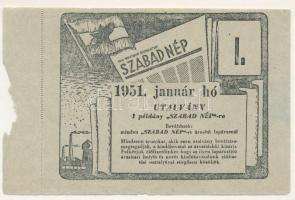 Budapest 1951. "Szabad Nép" januári utalvány ívszéllel T:AU ívszélen anyaghiány Adamo UUJ3.5