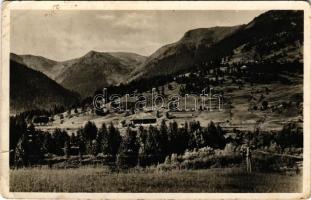 Borsafüred, Borsa; Középen a M. S. Sz. menedékház, háttérben a Galac csúcsa. Déván István felvétele / rest house (fl)