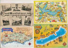 24 db modern térkép motívum képeslap / 24 modern map motive postcards