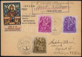 1938 Levelezőlap hajópostával Esztergom-Budapest, rajta levélzáró