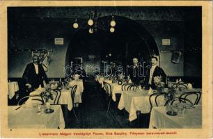 1912 Fiume, Rijeka; Liebermann Magyar vendéglője, étterem belső pincérekkel / Hungarian restaurant, interior with waiters (EK)