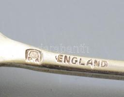 Angol fűszerkínáló szett 3 kanállal, jelzett, h: 11 cm + olivabogyó szervírozó szett + pralinékínáló...