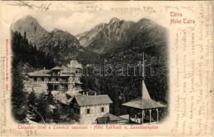 1901 Tátra, Magas-Tátra, Vysoké Tatry; Tarpatak-füred a Lomnici csúccsal / Hotel Kohlbach m. Lomnitzerspitze (Rb)