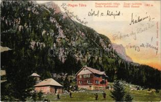 1905 Tátra, Magas-Tátra, Vysoké Tatry; Nagytarpataki völgy, Zerge szálloda. Franz Pietschmann / Gross-Kohlbachtal, Hotel Gemse