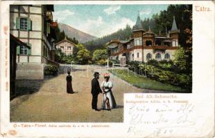 1904 Ótátrafüred, Tátrafüred, Altschmecks, Stary Smokovec (Magas-Tátra, Vysoké Tatry); Adria szálloda és étterem, M. kir. postahivatal. Feitzinger Ede 1902/12. 32. Auto-Chrom / Restauration Adria u. k. Postamt / hotel and restaurant, post office (EB)