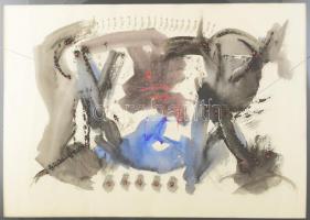 Kardos János (1946-2018): Kompozíció (kétoldalas mű), 1981. Vegyes technika, papír. Egyik jelzett. Ü...