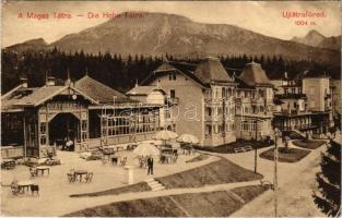 1916 Újtátrafüred, Neu-Schmecks, Novy Smokovec (Magas-Tátra, Vysoké Tatry); kávéház. Kuszmann Gyula kiadása / café (kis szakadás / small tear)