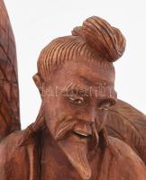 Kínai bölcs - faragott fa szobor, m: 35,5 cm
