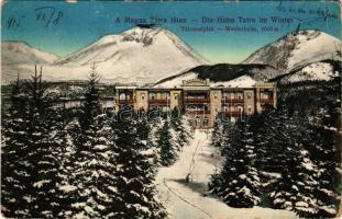 1915 Tátraszéplak, Tatranska Polianka, Westerheim (Magas-Tátra, Vysoké Tatry); szálloda télen. Dr. Guhr Mihály felvétele / hotel in winter (EK)