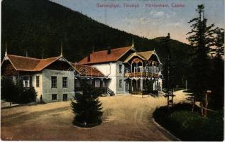 Barlangliget, Höhlenhain, Tatranská Kotlina (Tátra, Magas-Tátra, Vysoké Tatry); kávéház, társalgó, bazár. Wlaszlovits Gusztáv kiadása / café, hotel, casino, bazaar (Rb)