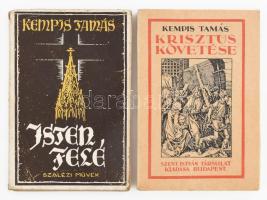 Kempis Tamás 2 darab kisalakú könyve: Isten felé 1946 + Krisztus követése 1925, kissé sérült papírkötésben.