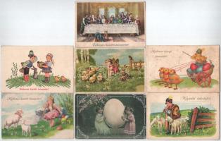 7 db RÉGI húsvéti üdvözlő képeslap vegyes minőségben / 7 pre-1949 Easter greeting postcards in mixed quality