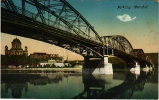 1918 Párkány, Parkan, Stúrovo; Duna híd, esztergomi Bazilika. Dudas István kiadása / bridge, basilica in Esztergom (EK)