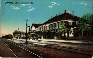 Párkánynána, Párkány-Nána, Parkan-Nána, Parkan, Stúrovo; vasútállomás, gőzmozdony, vonat / railway station, train, locomotive