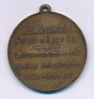 1893. "1849/49-iki HONVÉD / BUDAVÁR BEVÉTELE 1849. május 21. - Ennek emlékéül emelt szobor leleplezése 1893. május 21." bronz emlékérem mellszalagon (34mm) T:XF,VF ph.