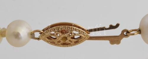 Nyaklánc, édesvízi gyöngy, 14k arany (Au) kapoccsal 50 cm