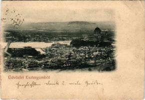 1899 (Vorläufer) Esztergom, látkép, Bazilika. Esztergomi Lapok nyomdája, a "Hunnia" könyvnyomda kiadása (vágott / cut)