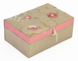 Vintage ékszeres doboz kivehető tálcával, sérült, 22x15 cm