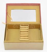 Vintage ékszeres doboz kivehető tálcával, sérült, 22x15 cm