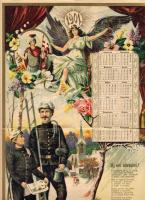 1901. Dekoratív színes, litho falinaptár, 24x39 cm / Dekor. Kalender, color. Litho