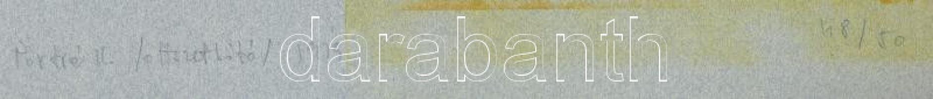 Kovács Tamás (1942-1999): Portré II. Ofszet-litográfia, papír, jelzett és számozott (48/50). Az 1979...