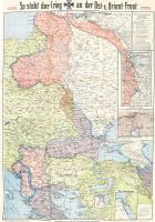 1916 So steht der Krieg im 25. Kriegsmonat, német I. világháborús térkép (a frontvonalak 1916. augusztusában), kétoldalas, néhány kis sérüléssel, 74,5x47,5 cm