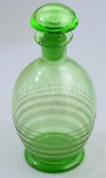 Antik zöld hutaüveg palack, m: 19 cm