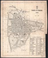 1896 Padova kőnyomatos térképe Pianta di Padova lithographic map with tear 21x27 cm