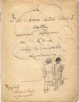 1932 Évvégi leltár humoros kézzel rajzolt füzet