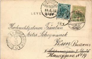 1902 Esztergom, Bazilika, Gyalogsági laktanya udvara, katonák sorakozója. Kardos Dezső kiadása (EB)