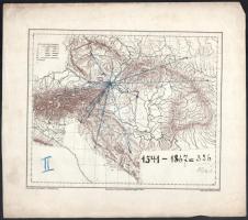 cca 1870 Steihauser - Köke: Az Osztrák-Magyar birodalom kőnyomatos térképe 3 db egyforma, berajzolás...