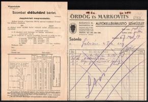 1941-1947 3 db fejléces számla, Magyar Telefonhírmondó, Ördög és Markovits, stb