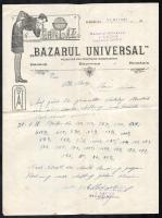 1931 Radóc (Radauti), Románia, "Bazarul Universal" fejléces levélpapírra írt levél