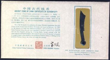 Kína/Hadakozó Államok korszaka/Yan királyság ie.475-221. Késpénz replikát érmés, bélyeges elsőnapi b...