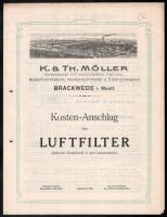 1914 Brackwede, K. & TH. Möller Maschinenfabrik fejléces levélpapír, rajta a gyár látképével + a...