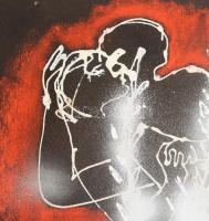 Szántó Piroska (1913-1998): Szerelmesek, 1980. Vegyes technika, papír, kartonra kasírozva. Jelzett. ...