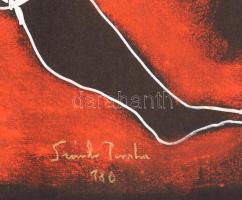 Szántó Piroska (1913-1998): Szerelmesek, 1980. Vegyes technika, papír, kartonra kasírozva. Jelzett. ...