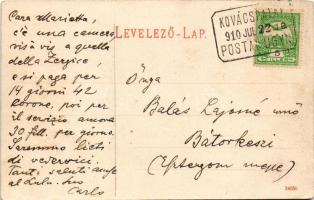 1910 Kovácspatak, Kovacov; Vendéglő. Wallfisch S. kiadása / restaurant (EK) + "POSTAI ÜGYN.&quo...