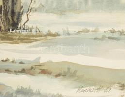 Reinhardt István (1936-): Szolnoki határban. Akvarell, papír, jelzett, hátoldalán Képcsarnok Vállala...