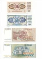 Jugoszlávia 1968. 10D + 50D + 1987. 20.000D + 1988. 50.000D T:UNC
Yugoslavia 1968. 10 Dinara + 50 D...