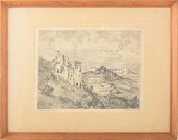 Stettner Béla (1928-1984): Badacsonyi "kőkapu". Rézkarc, papír, jelzett, fakeretben, 24×32...