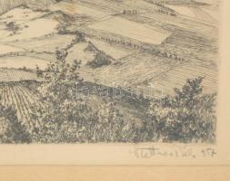 Stettner Béla (1928-1984): Badacsonyi "kőkapu". Rézkarc, papír, jelzett, fakeretben, 24×32...