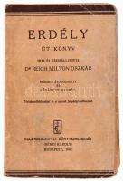 Dr. Reich Milton Oszkár: Erdély útikönyv. Térképmelléklettel és a szerző fényképfelvételeivel. Bp., 1942, Eggenberger, 232+4 p.+8 t.+2 kihajtható térképvázlattal (Nagyvárad, Kolozsvár.) Második, átdolgozott és bővített kiadás. Kiadói papírkötés, foltos lapokkal, szakadt borítóval, javított kötéssel.